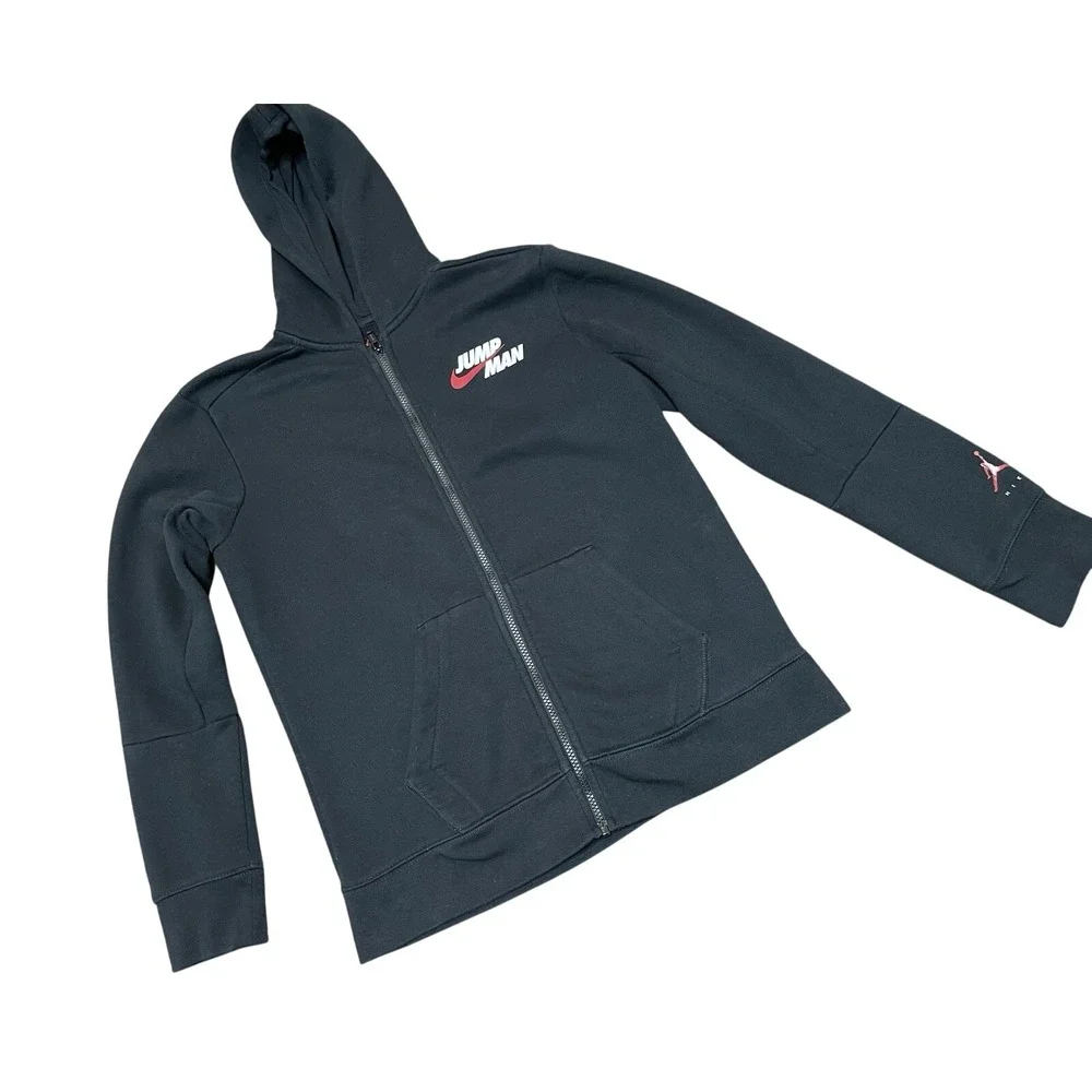 Air Jordan Hoodie Youth XL 13-15‎ Full Zip Sweatshirt Jumpman Nike Black